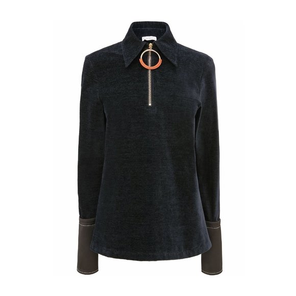 J.W Anderson Ring-Pull Long Sleeve Top / US 2 / Maglie Blue Chenille Flared Cuff - Picture 5 of 12